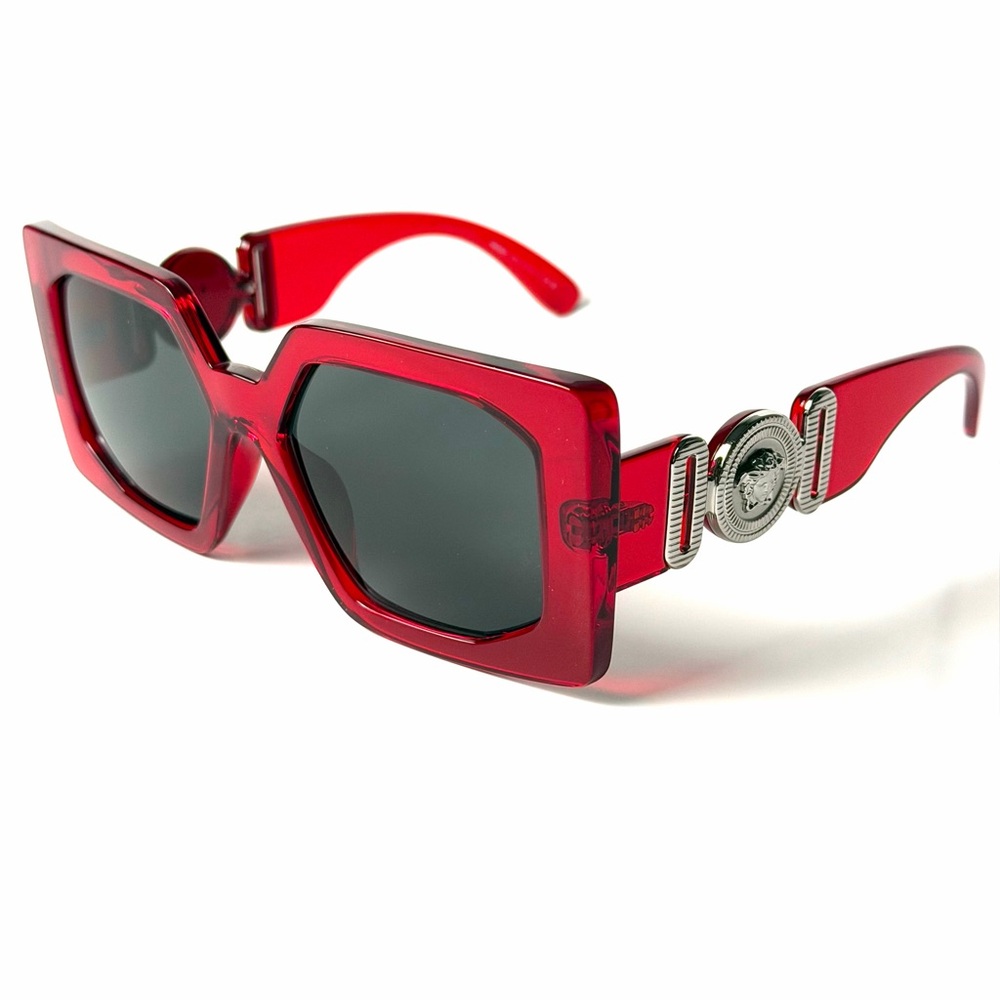 Versace Mod 4478U 5500/87 Red Square Silver Sunglasses Authentic New 4478 U - Picture 2 of 7
